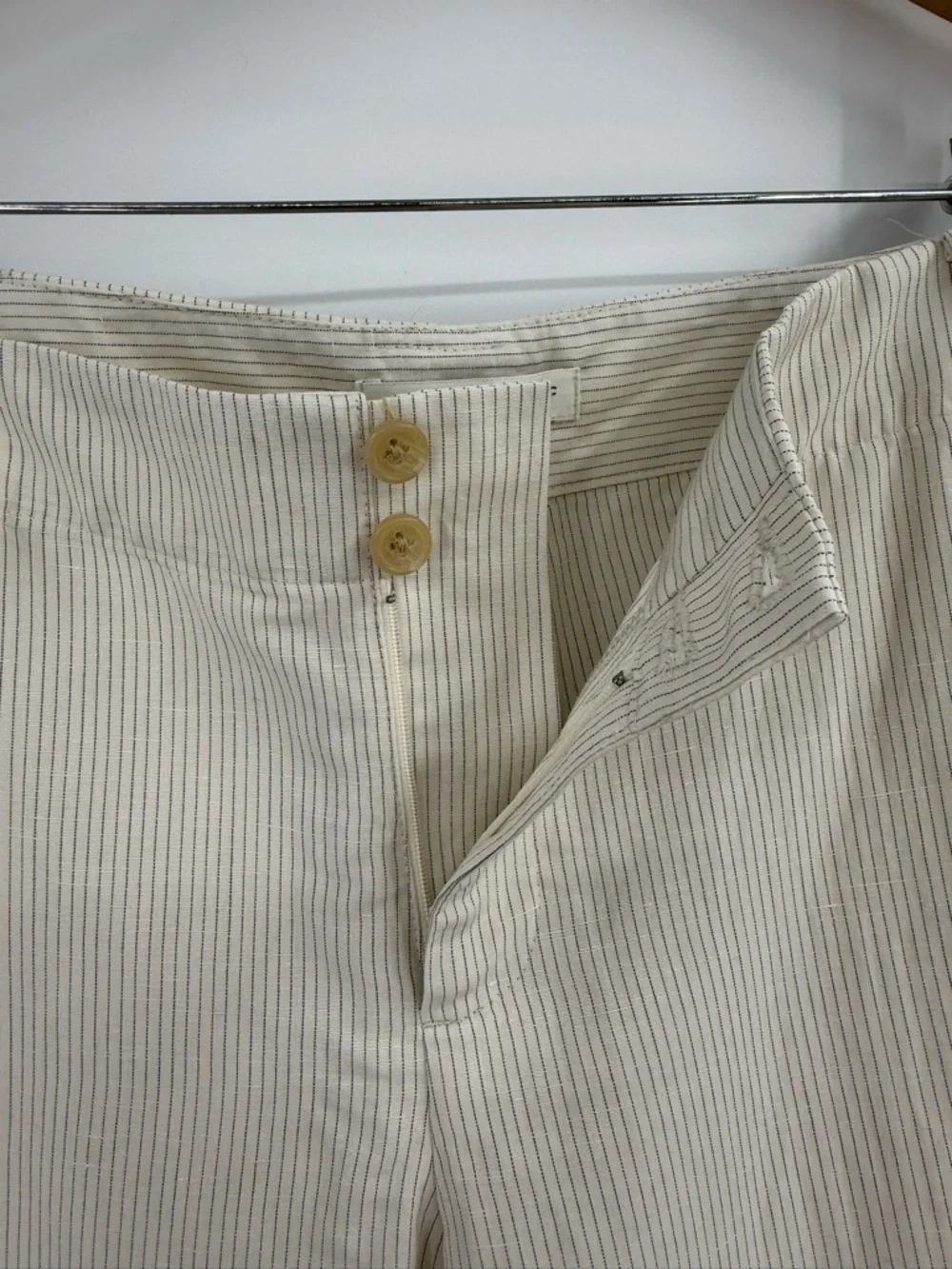 ✦NWT Banana Republic Ryan Fit Pinstripe Silk Linen Trousers | Cream | 10